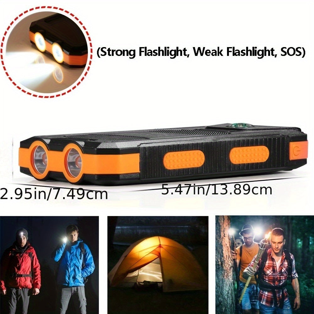 Power Bank Solar Portátil 10000mAh con Doble USB y Linterna LED