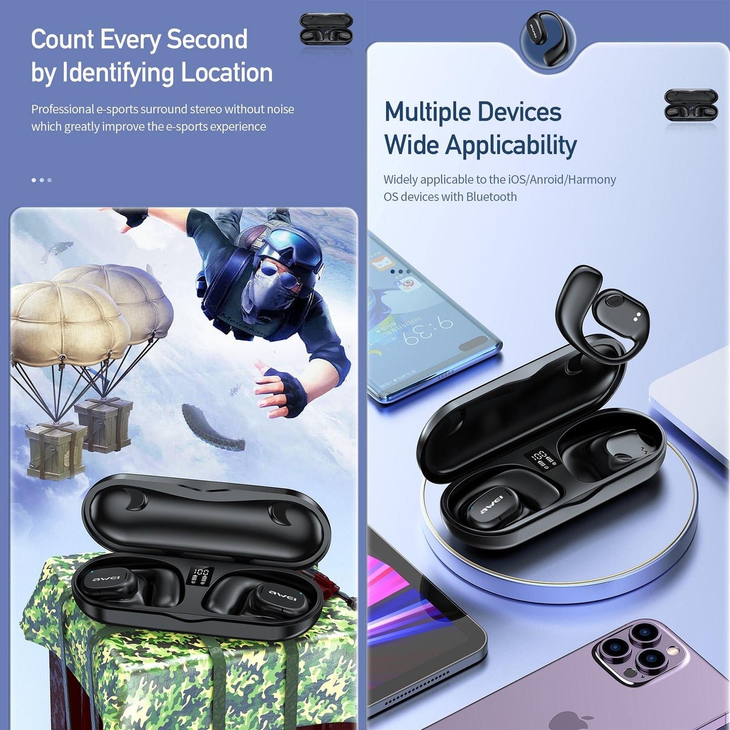 Auriculares Deportivos T69 Sport TWS Bluetooth 5.3 con Conducción de Aire