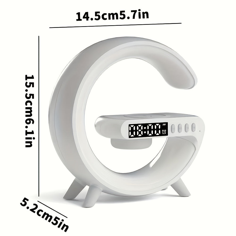 Cargador Inalámbrico con Altavoz Bluetooth, Reloj Despertador y Luz RGB