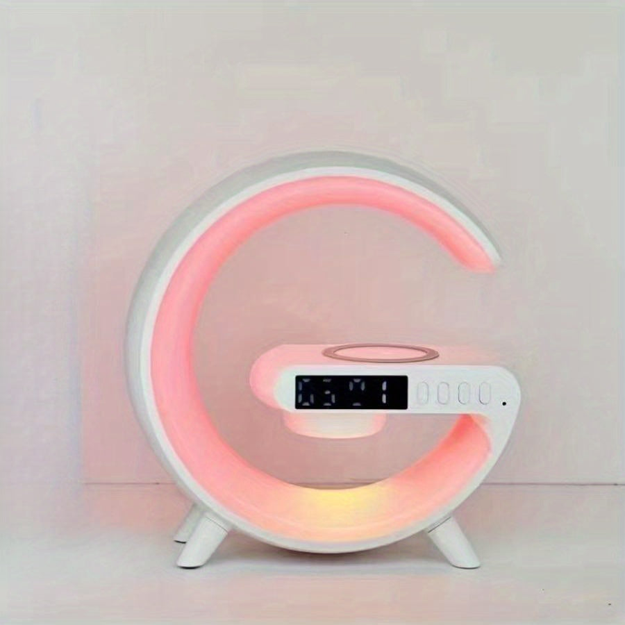 Cargador Inalámbrico con Altavoz Bluetooth, Reloj Despertador y Luz RGB