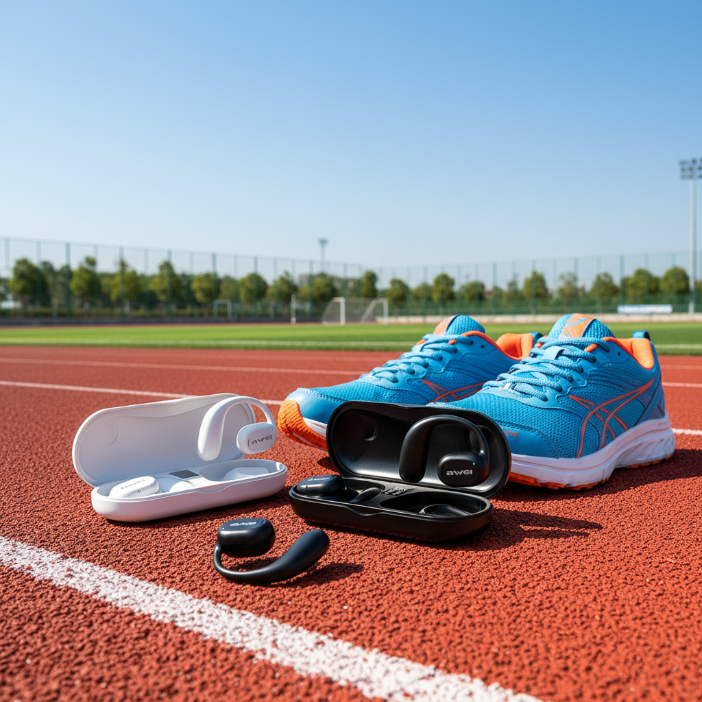 Auriculares T69 Sport TWS en pista de running