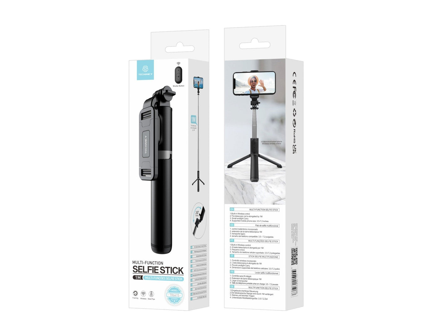 Palo de Selfie Multifuncional con Trípode y Mando Bluetooth