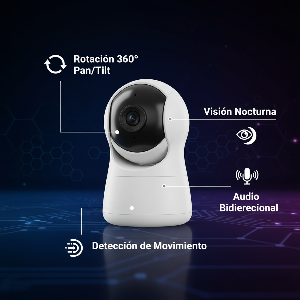 Cámara WiFi PTZ 360° características en español