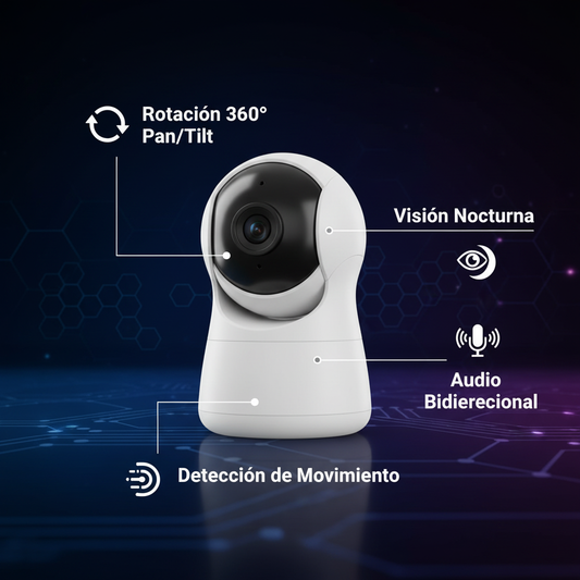 Cámara WiFi PTZ 360° características en español