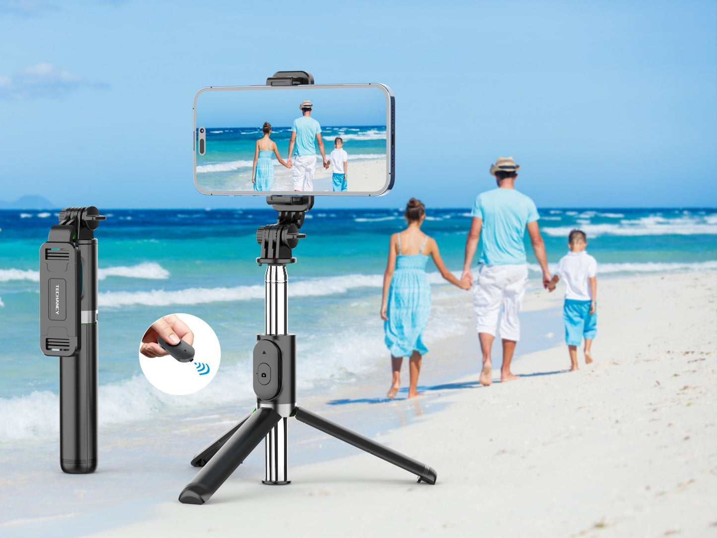 Palo de Selfie Multifuncional con Trípode y Mando Bluetooth